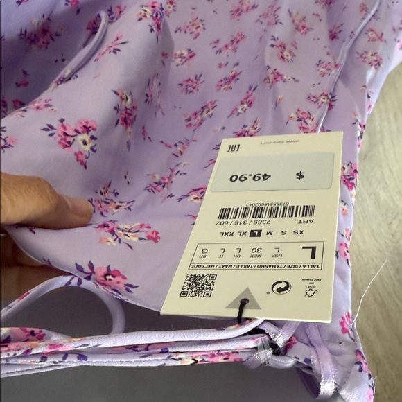 Zara Lavender Floral Slip Maxi Dress Size L - Picture 7 of 8